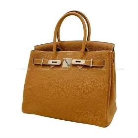 Hermes Birkin 30 Gold Togo Silver Hardware Handbag Y Stamp