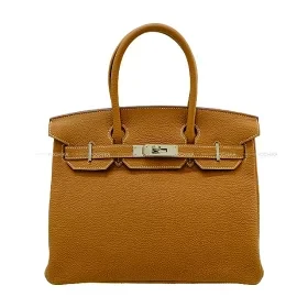 Hermes Birkin 30 Gold Togo Silver Hardware Handbag Y Stamp