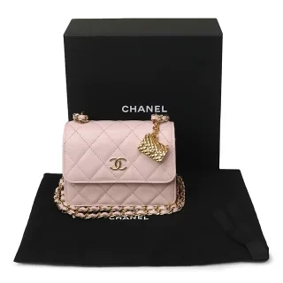 Chanel Matelasse Mini W-Chain 2-Way Baby Pink Gold Hardware