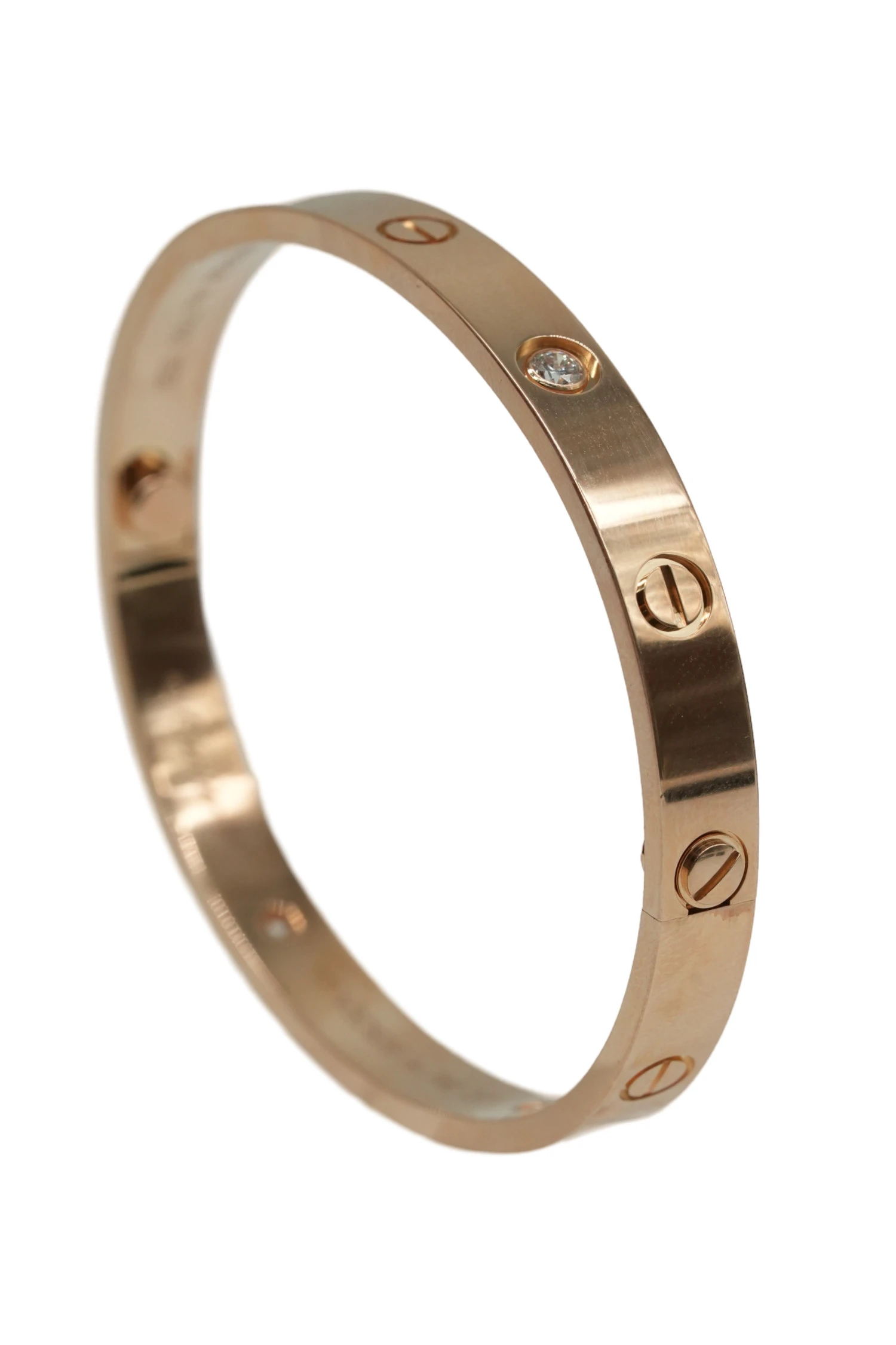 Cartier Size 17 Love Bracelet in 18k Rose Gold with Diamonds