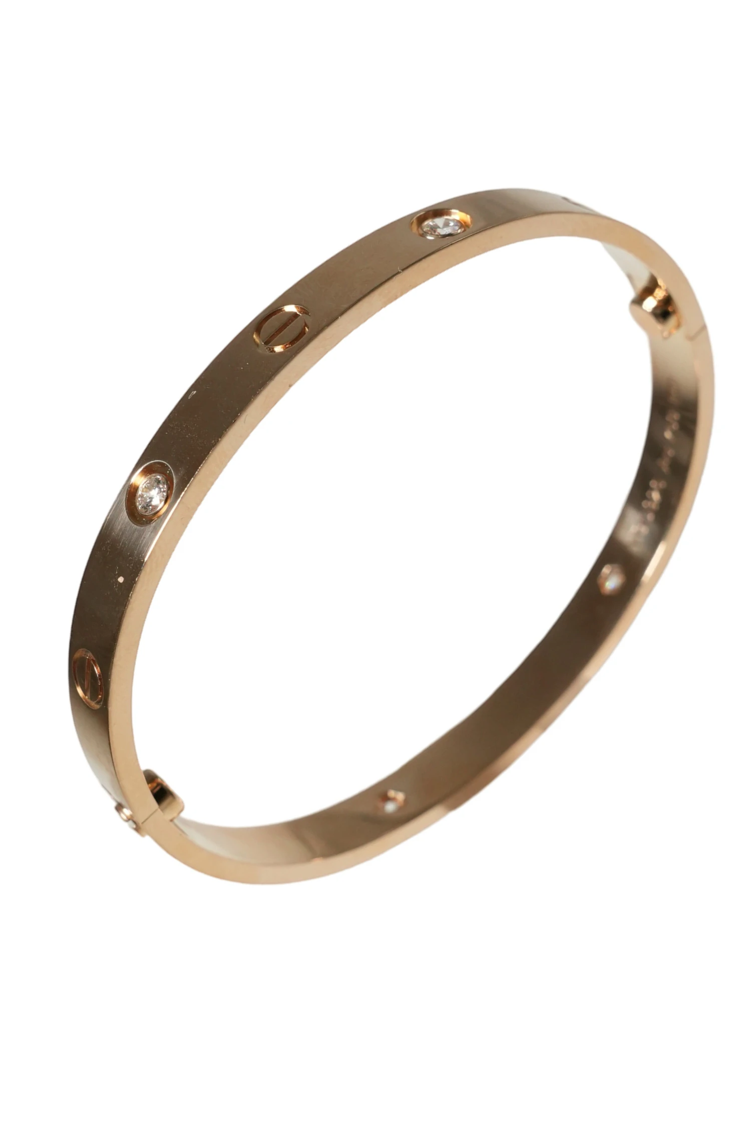 Cartier Size 17 Love Bracelet in 18k Rose Gold with Diamonds