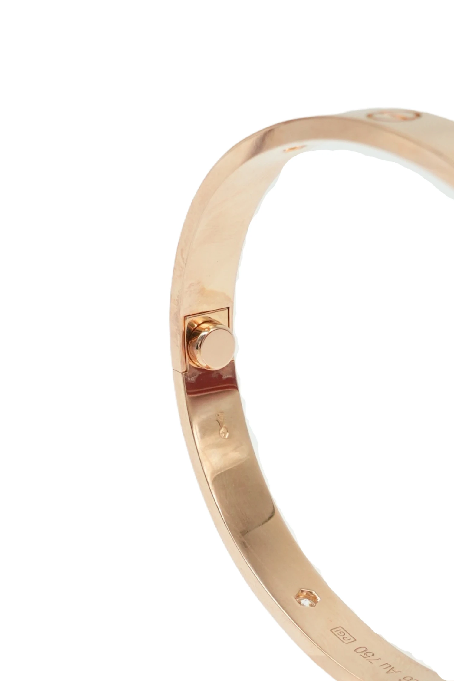 Cartier Size 17 Love Bracelet in 18k Rose Gold with Diamonds