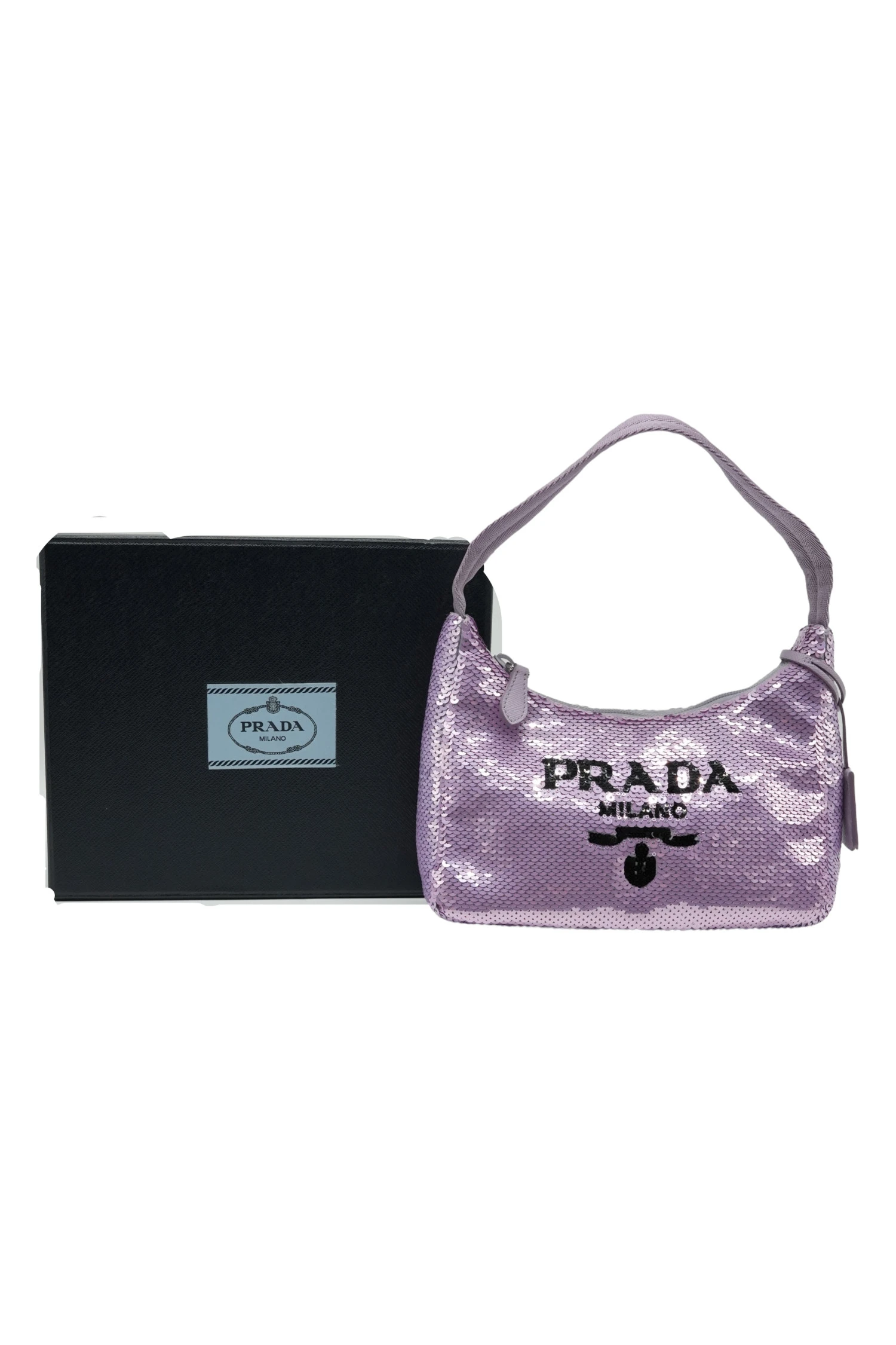 Prada Purple Paillettes Sequin Mini Re-edition Bag