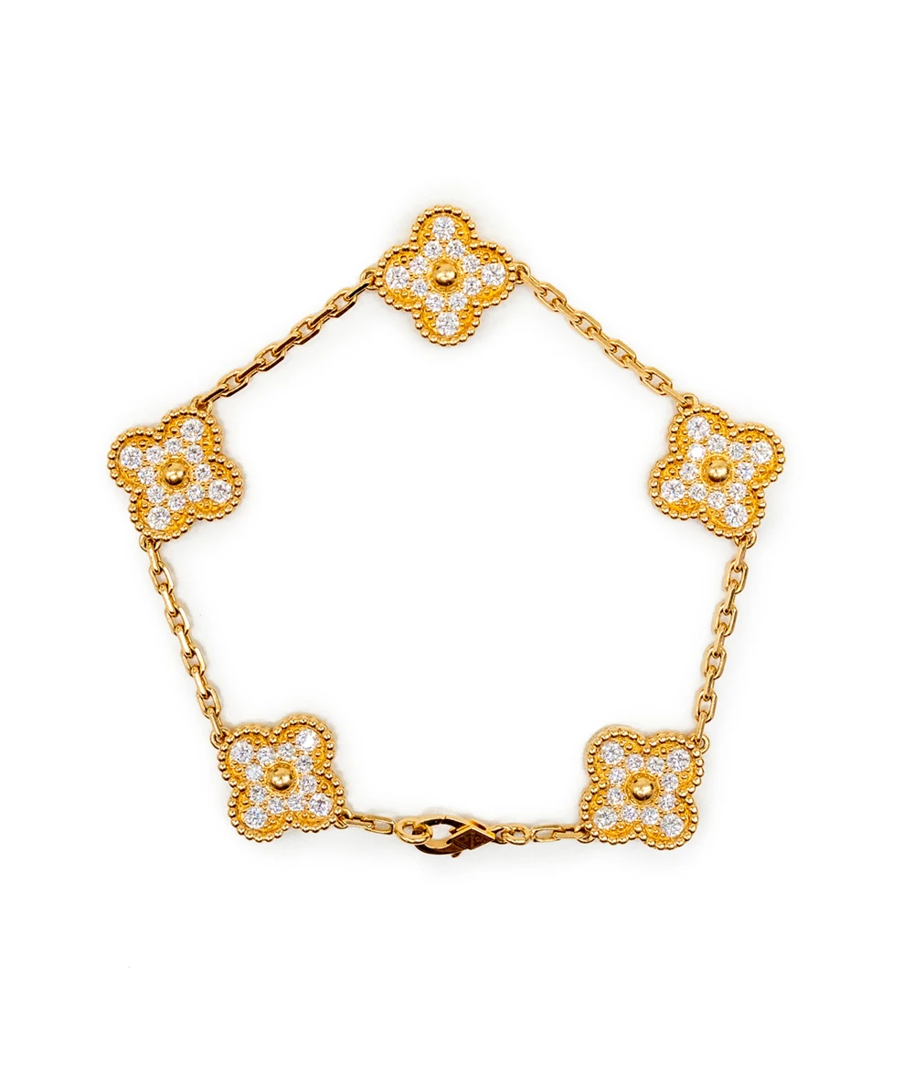 Van Cleef & Arpels Vintage Alhambra 5 motif bracelet with Diamonds