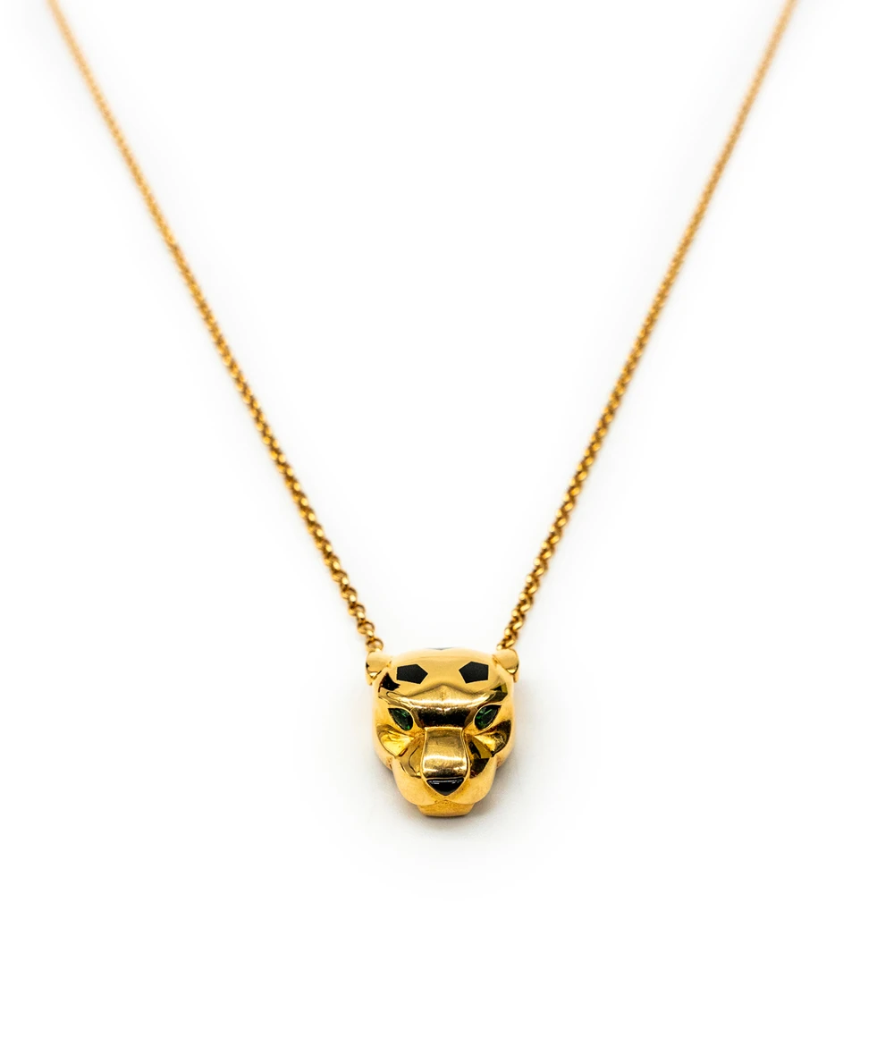 Cartier Panthère de Cartier pendant in 18k Yellow Gold with Onyx and Tsavorite Garnets