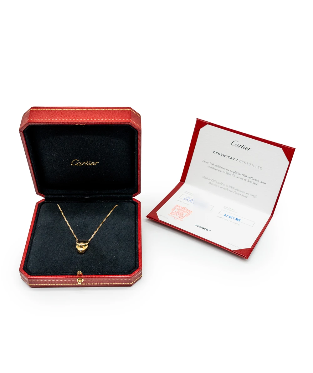 Cartier Panthère de Cartier pendant in 18k Yellow Gold with Onyx and Tsavorite Garnets