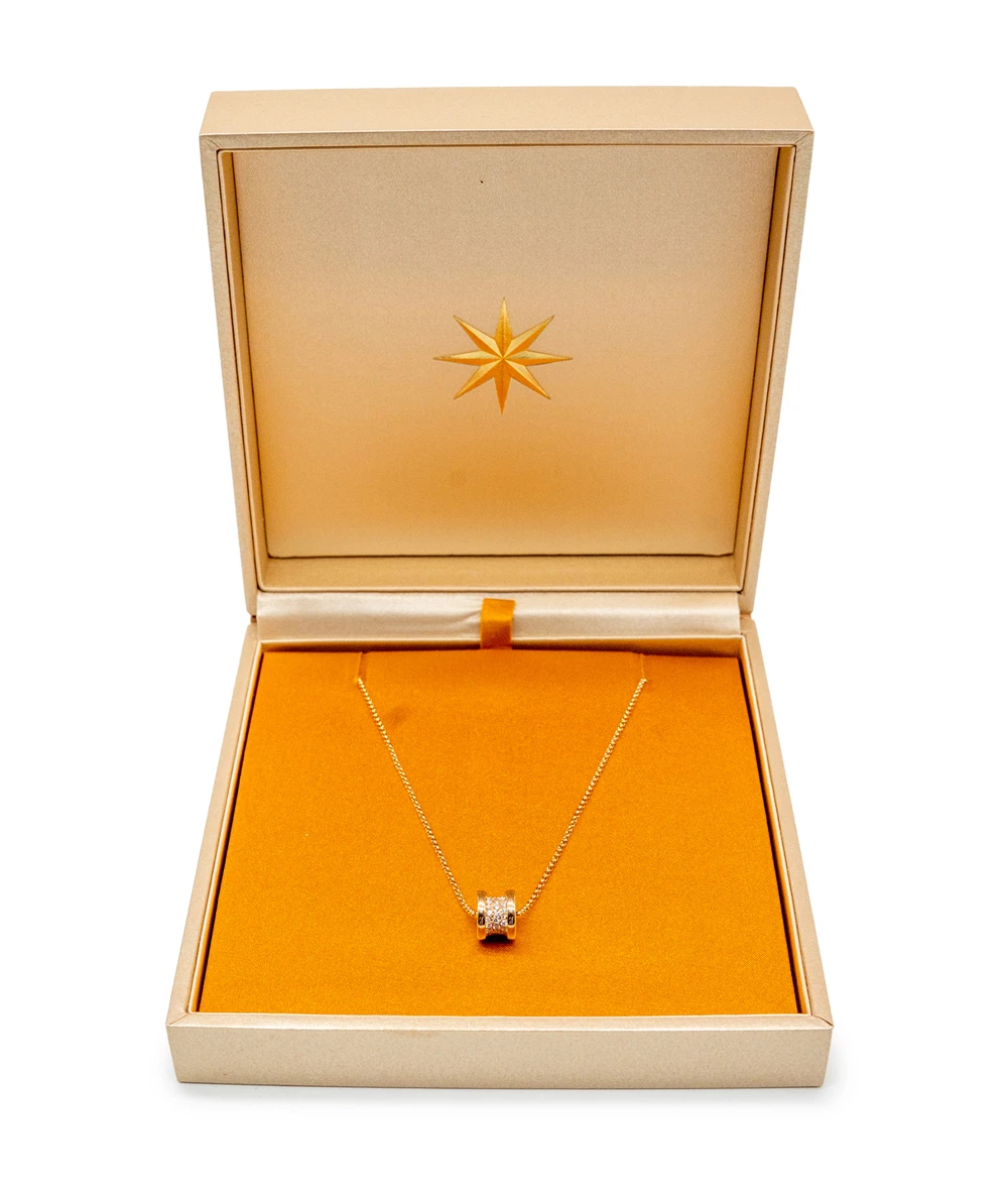 Bvlgari B.zero1 18k Rose Gold Necklace with Pavé Diamonds 7.6 Grams
