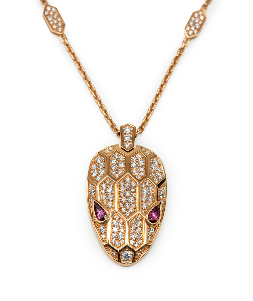 Bvlgari Serpenti Seduttori 18k Rose Gold Necklace with Diamonds
