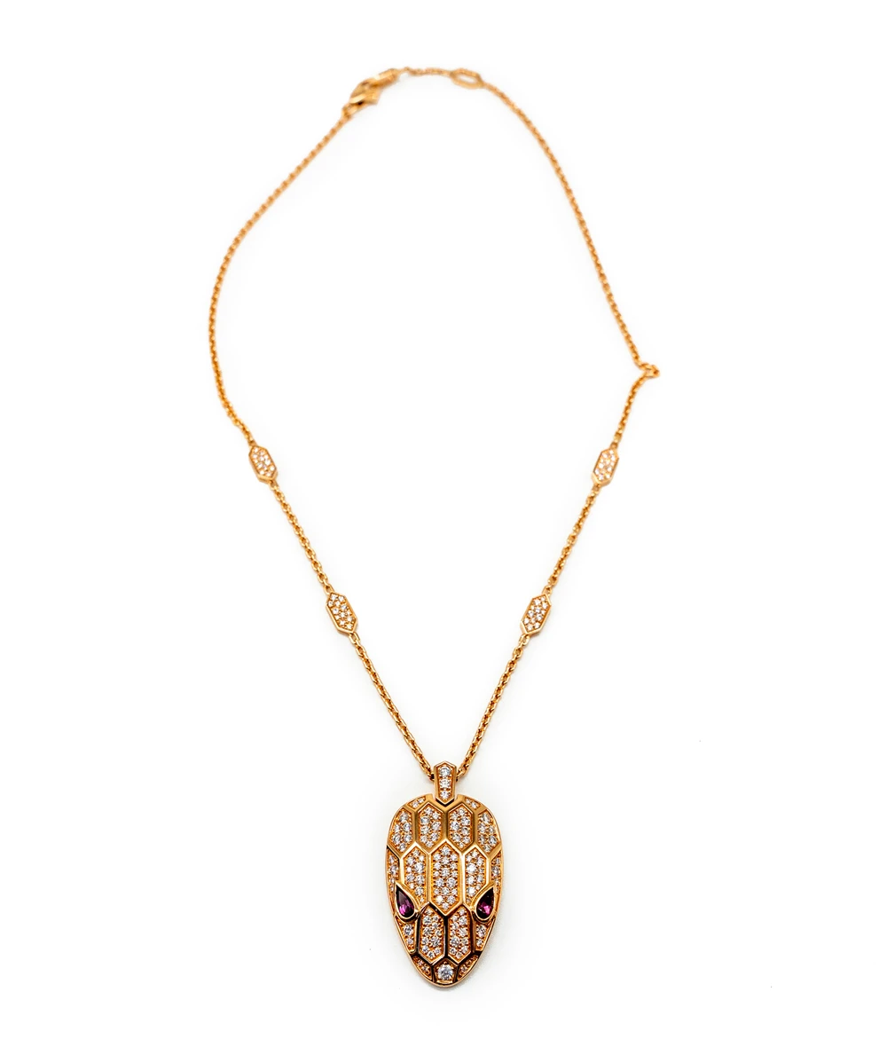 Bvlgari Serpenti Seduttori 18k Rose Gold Necklace with Diamonds