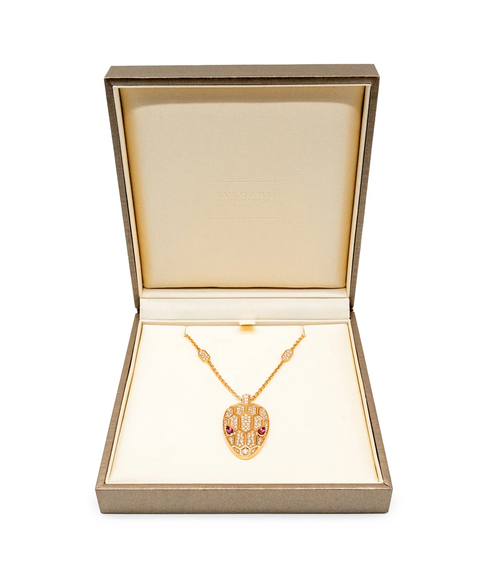 Bvlgari Serpenti Seduttori 18k Rose Gold Necklace with Diamonds