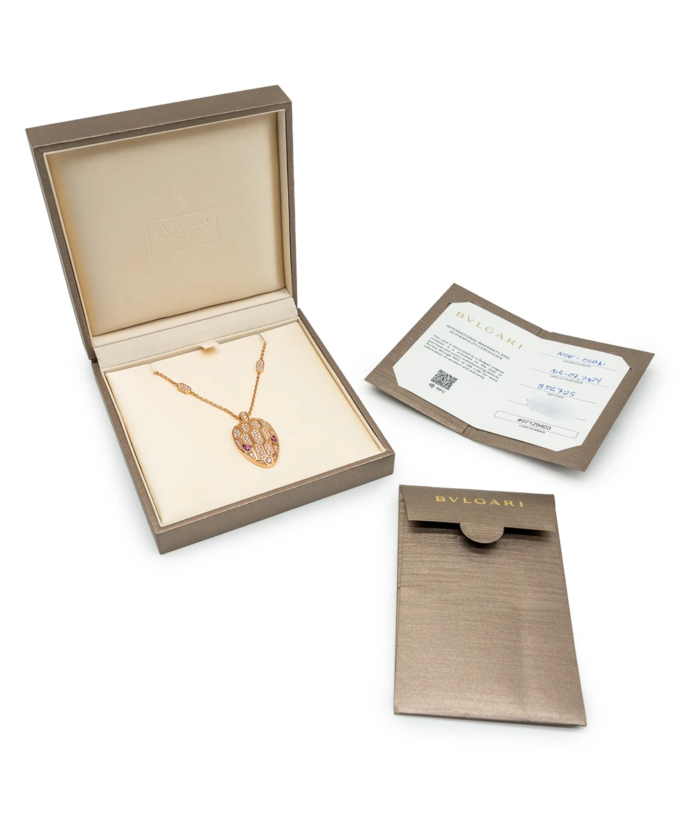Bvlgari Serpenti Seduttori 18k Rose Gold Necklace with Diamonds