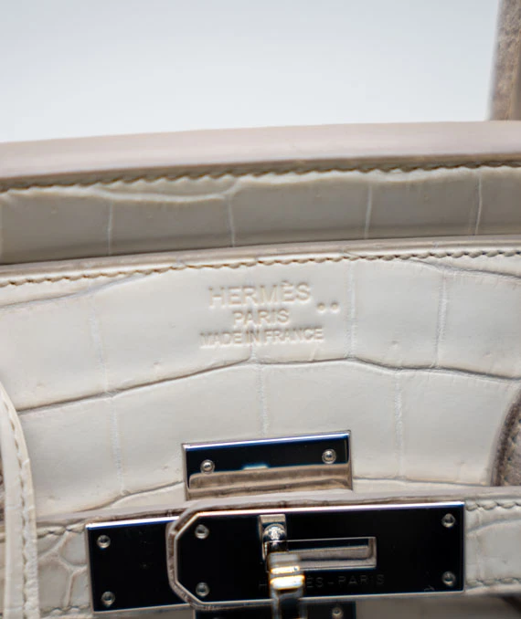 Hermes Birkin Size 35 Himalaya Handbag in Niloticus Crocodile Leather with Palladium Hardware