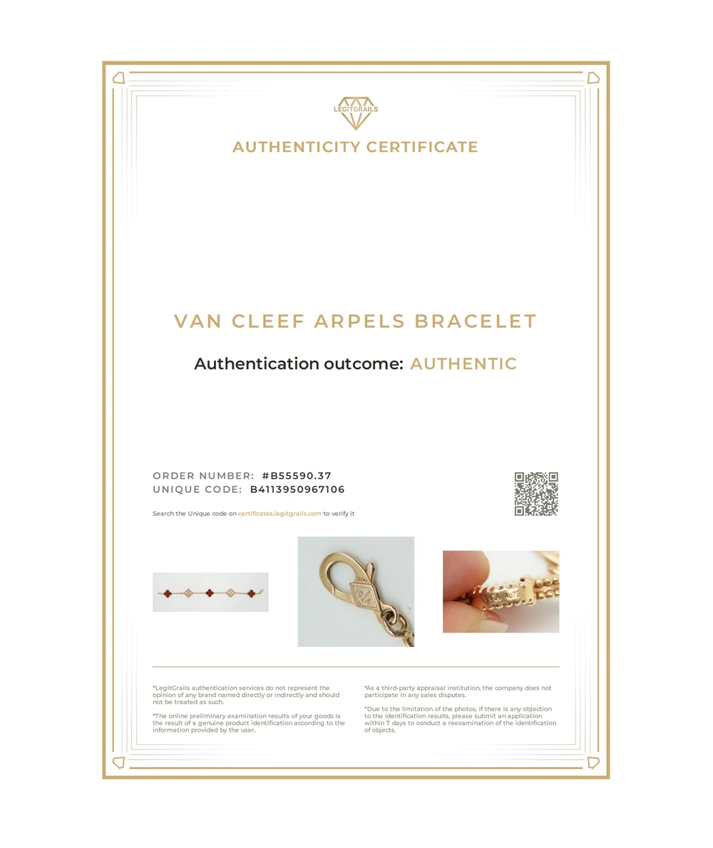 Van Cleef & Arpels Vintage Alhambra Carnelian 18K Pink Gold 5 Motif Station Bracelet