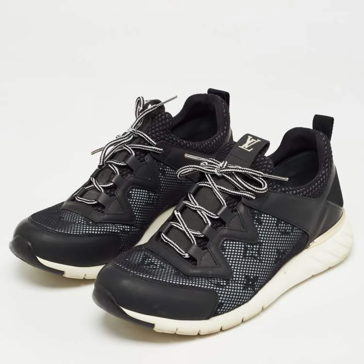 Louis Vuitton Black Leather and Monogram Mesh Aftergame Sneakers Size 36.5