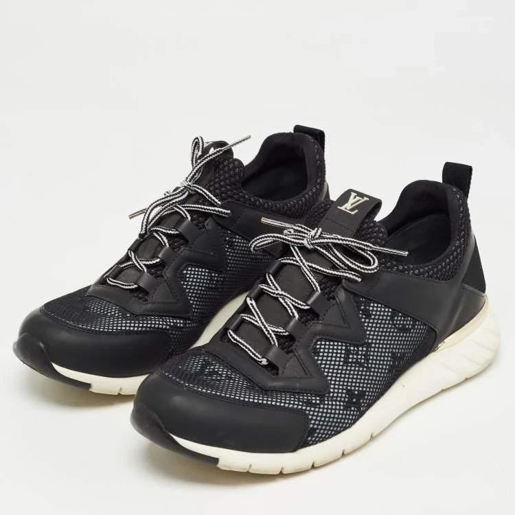 Louis Vuitton Black Leather and Monogram Mesh Aftergame Sneakers Size 36.5