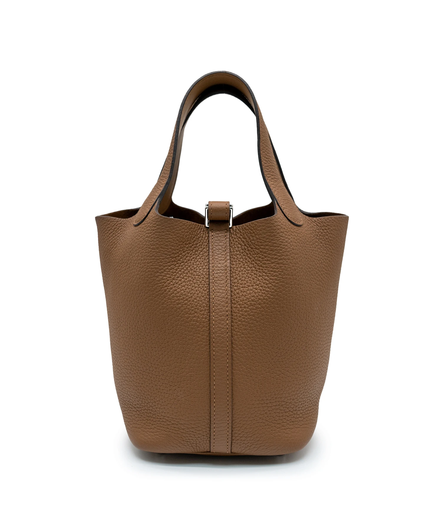 Hermes Size 18 Stamp Z 2021 Togo Leather Cacao Picotin Lock PM Tote Bag with Palladium Hardware