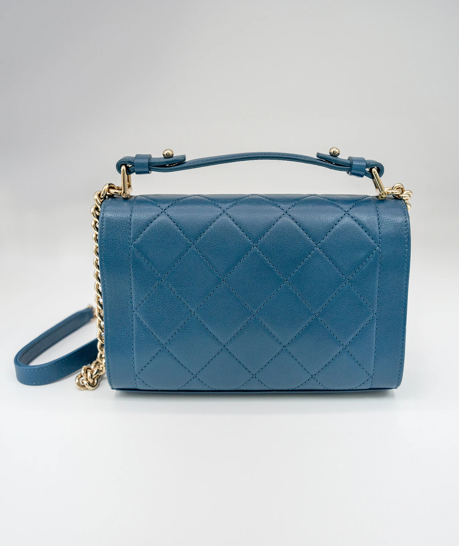 Chanel Blue Calfskin Leather Click Label Shoulder Bag