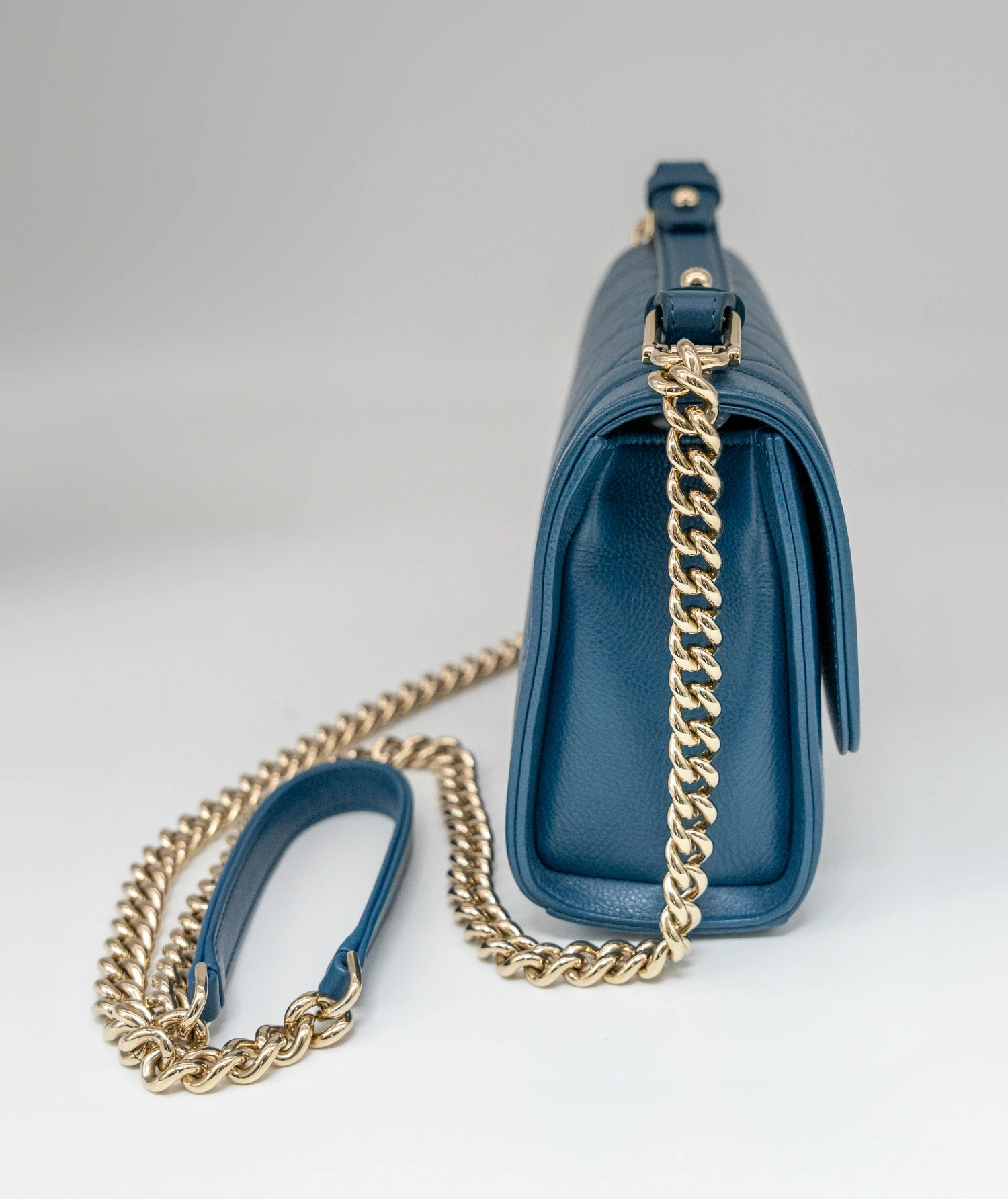 Chanel Blue Calfskin Leather Click Label Shoulder Bag