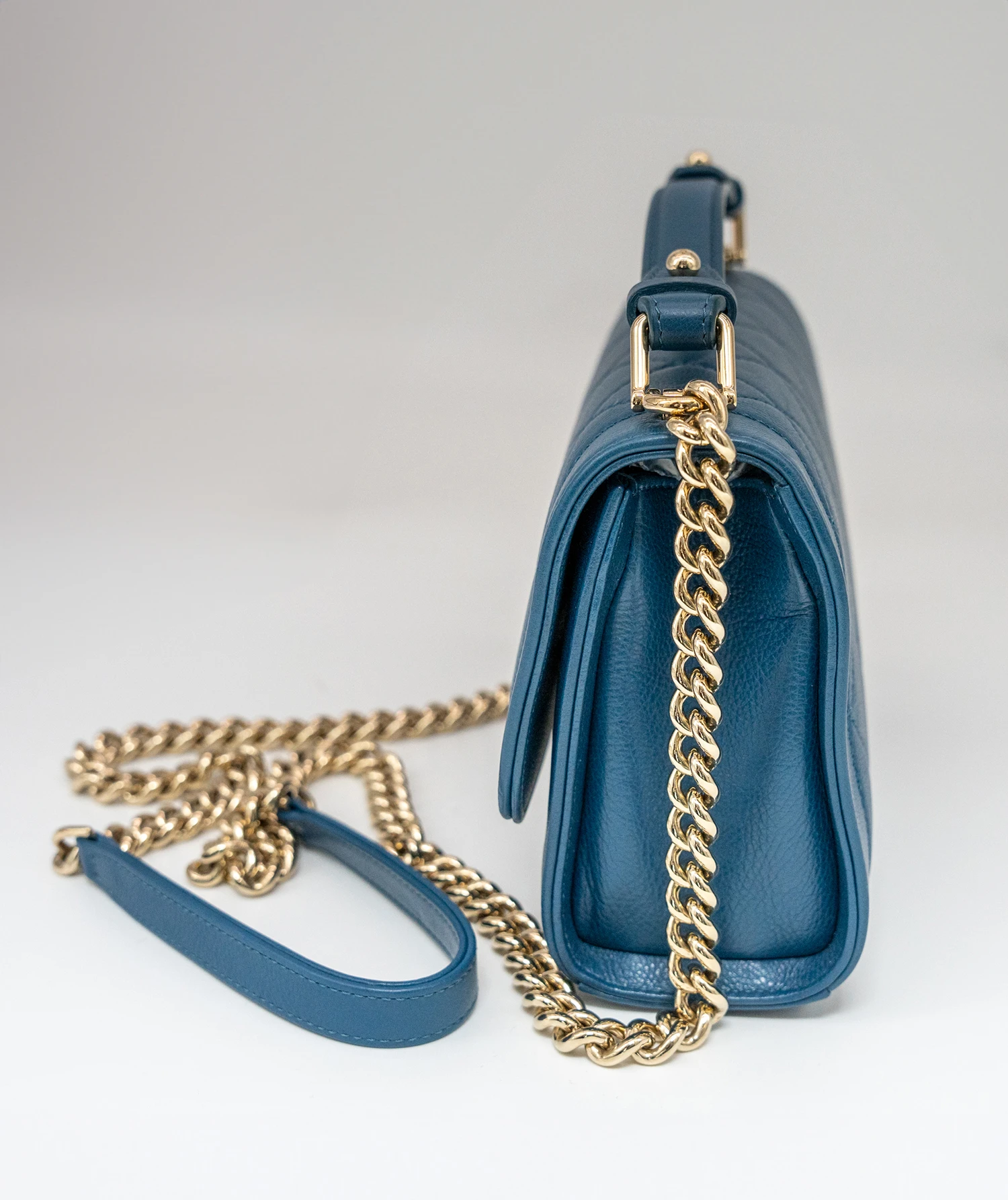 Chanel Blue Calfskin Leather Click Label Shoulder Bag