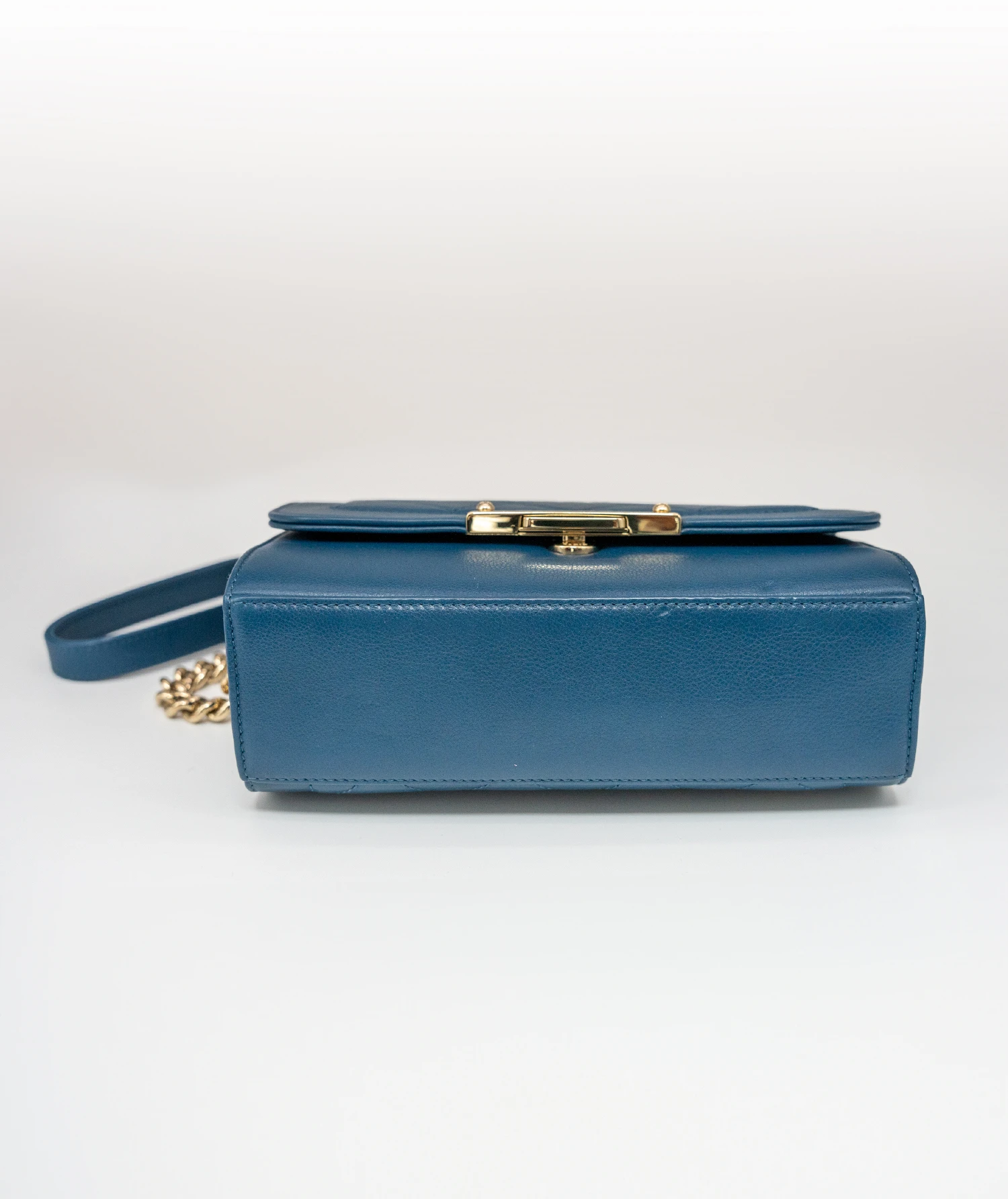 Chanel Blue Calfskin Leather Click Label Shoulder Bag