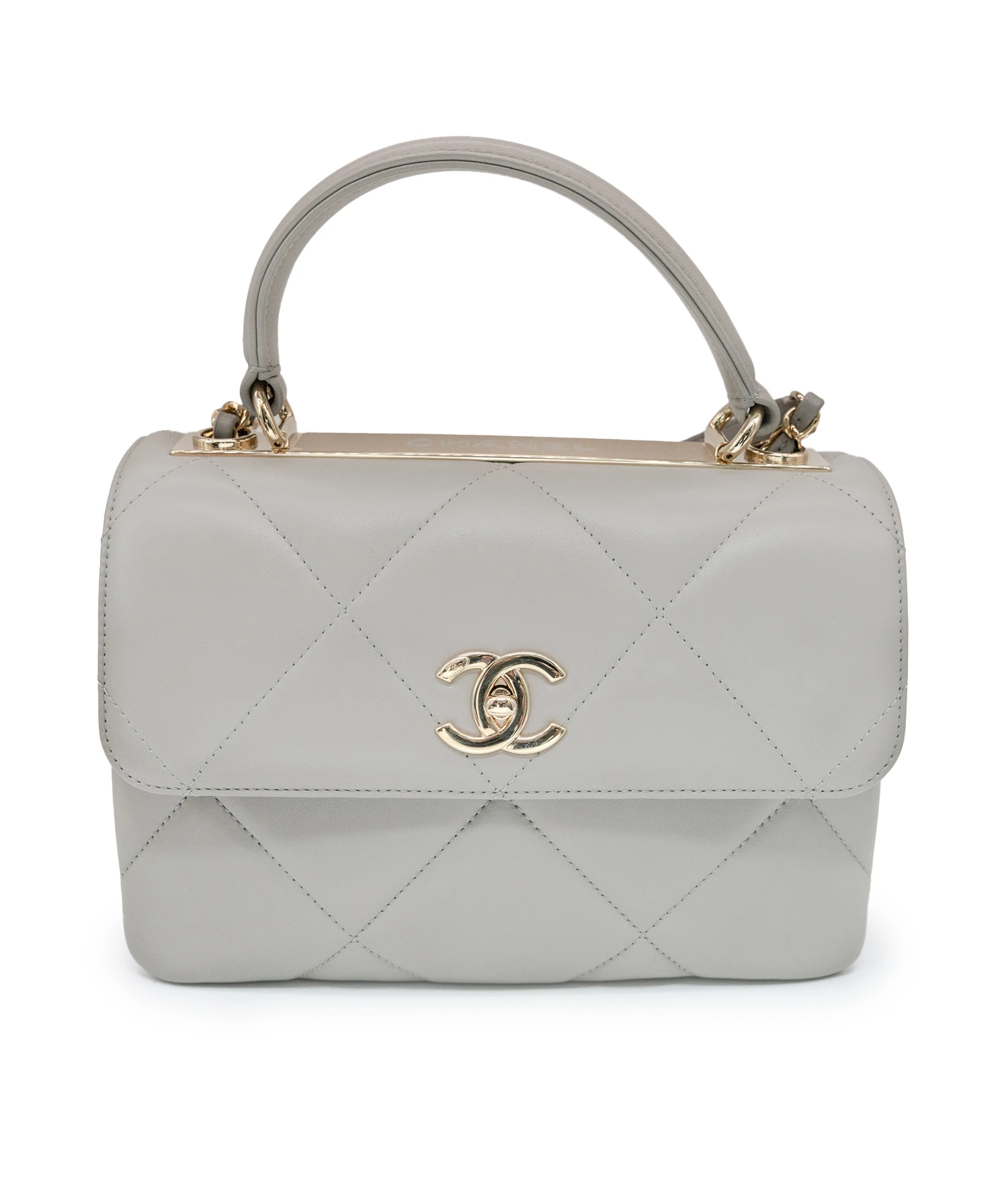 Chanel Grey Lambskin Quilted Small Trendy CC Top Handle Flap bag