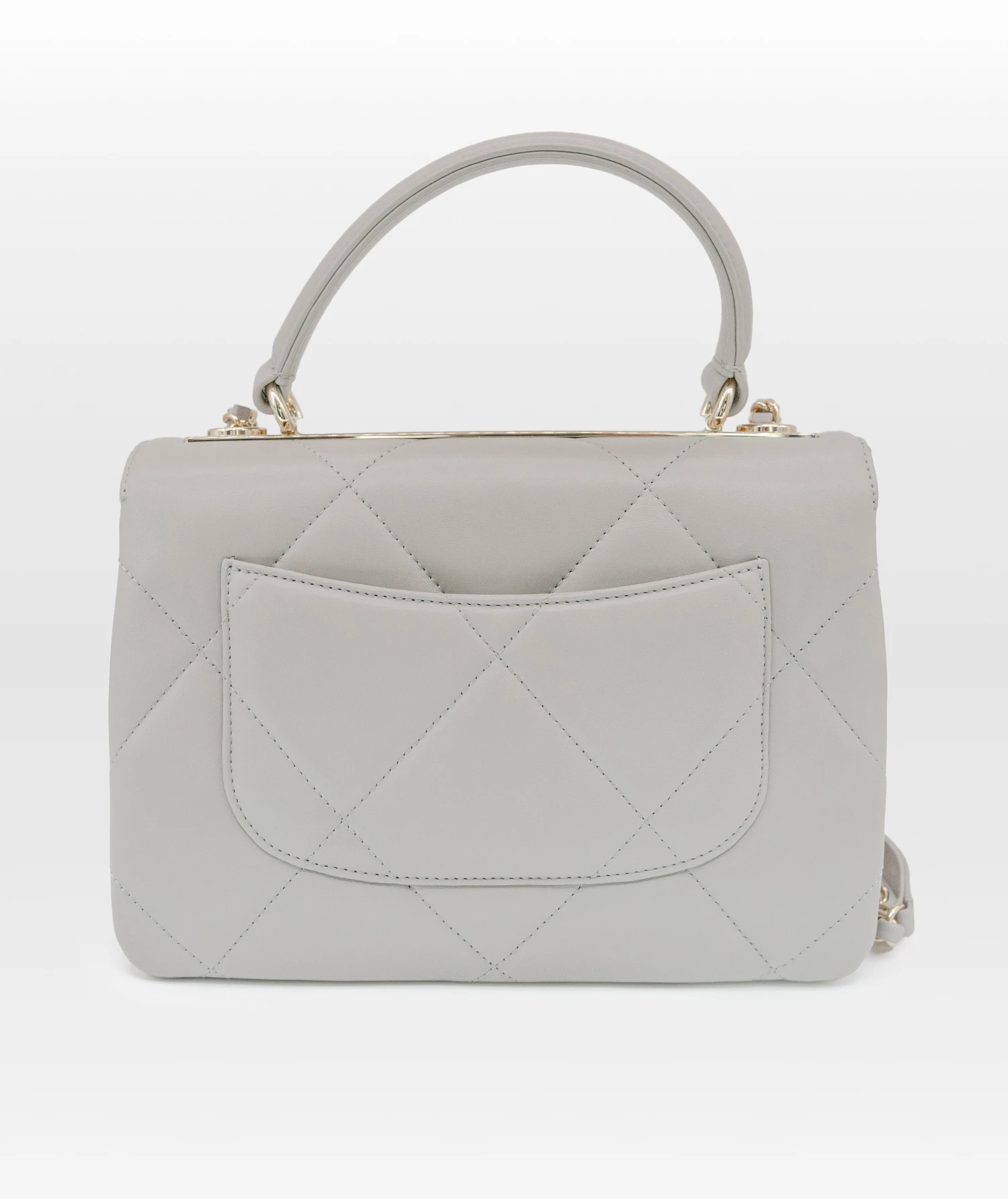 Chanel Grey Lambskin Quilted Small Trendy CC Top Handle Flap bag