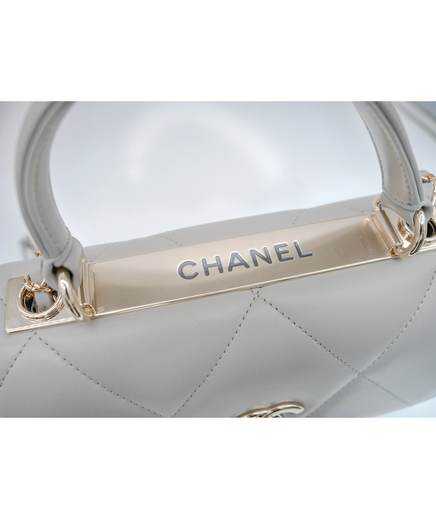 Chanel Grey Lambskin Quilted Small Trendy CC Top Handle Flap bag