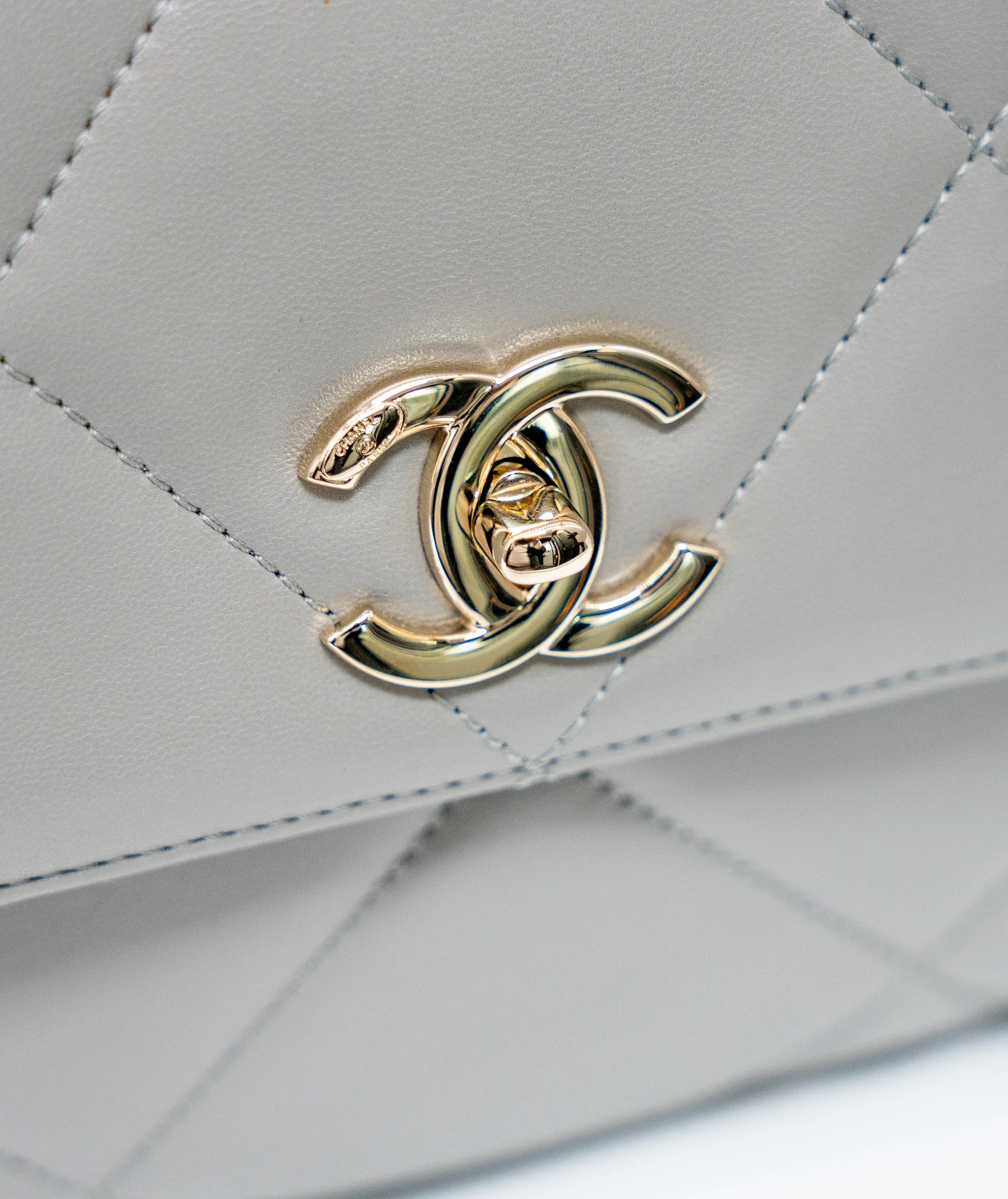 Chanel Grey Lambskin Quilted Small Trendy CC Top Handle Flap bag