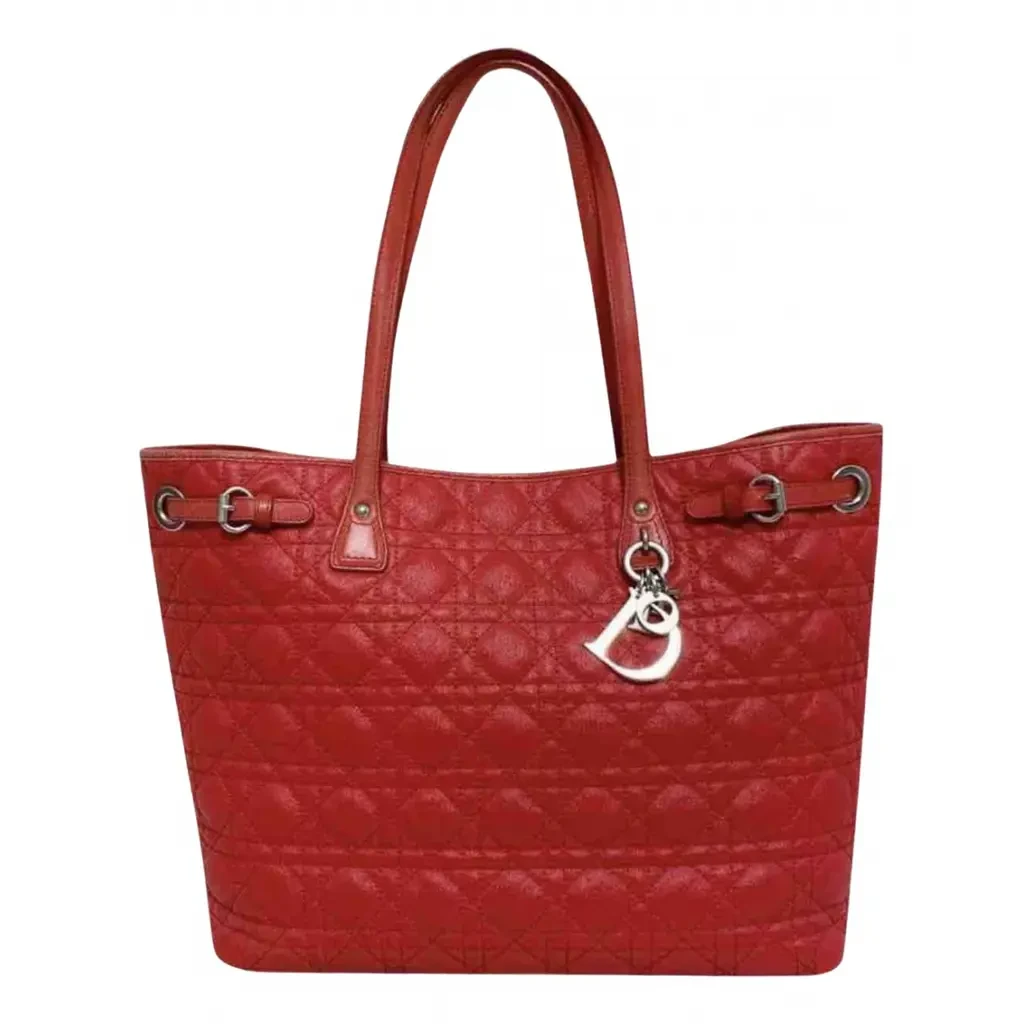 christian dior red coated canvas panarea medium tote