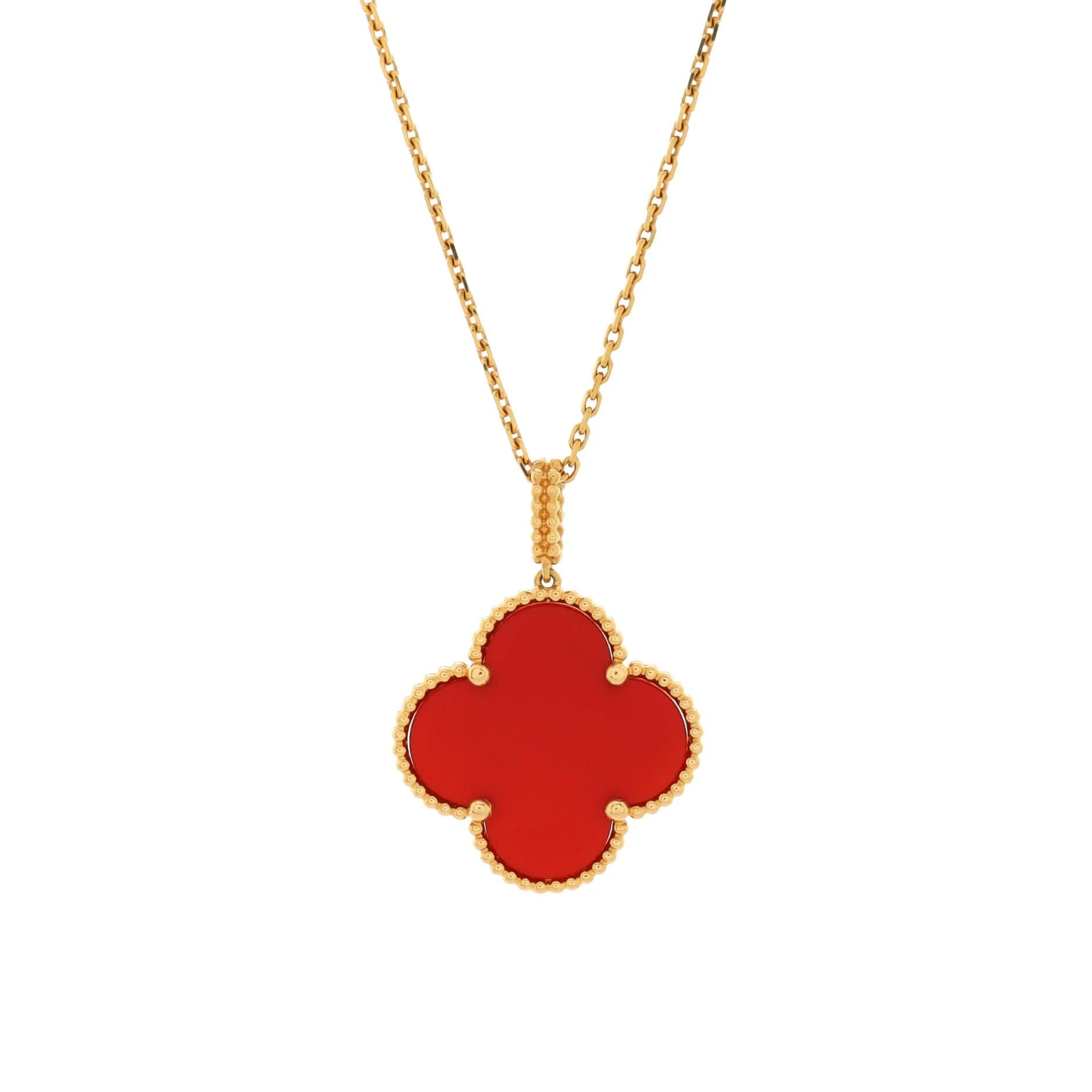 Van Cleef & Arpels Magic Alhambra Long Necklace Carnelian vintage 18K gold necklace JF189830