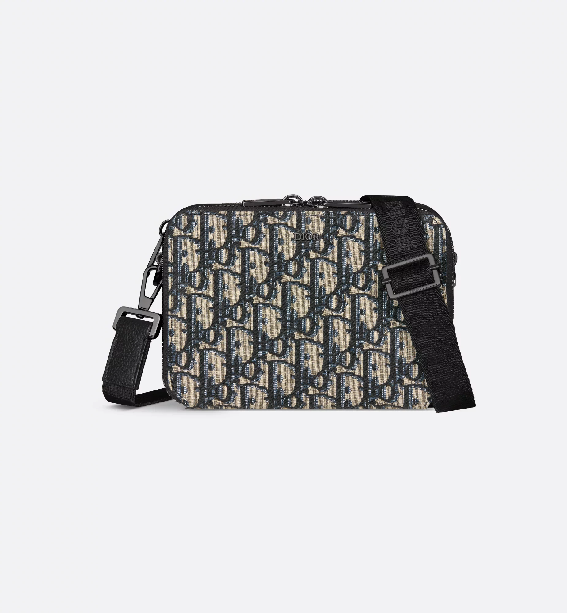 Dior Oblique Jacquard Beige and Black. Pouch with Strap