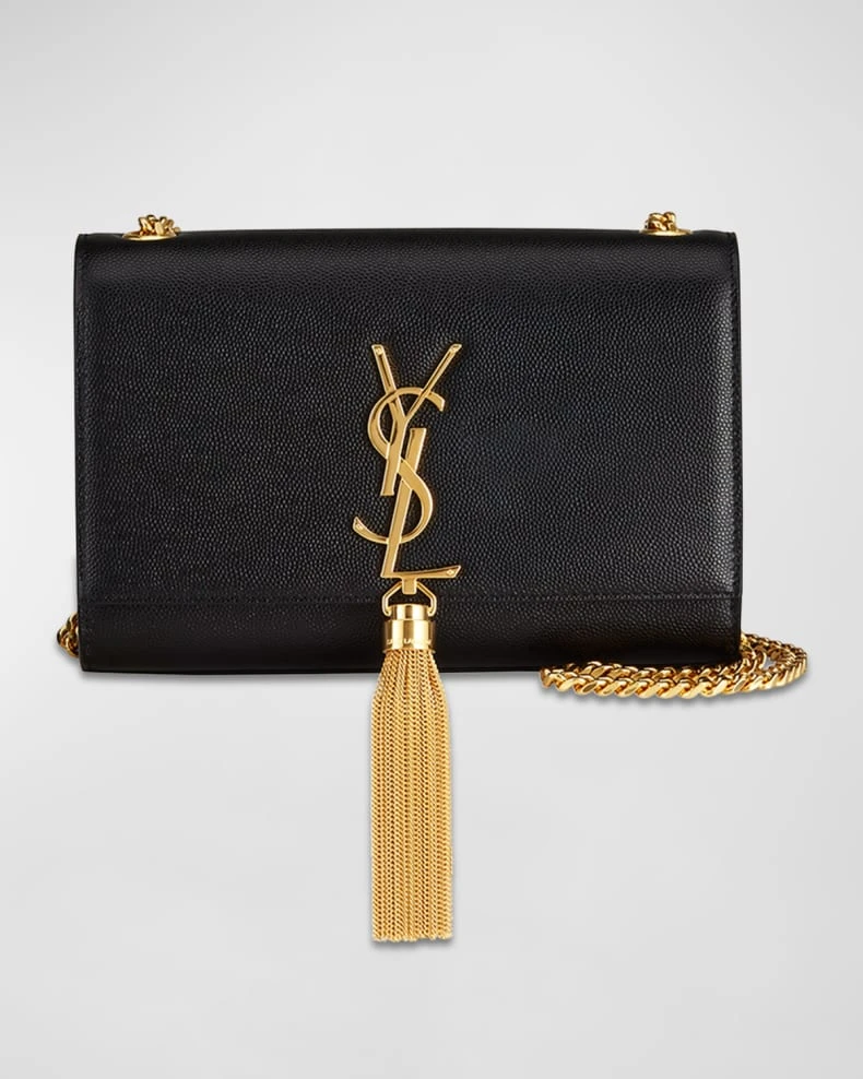 YSL Black Leather Kate Small Tassel Wallet Chain Bag