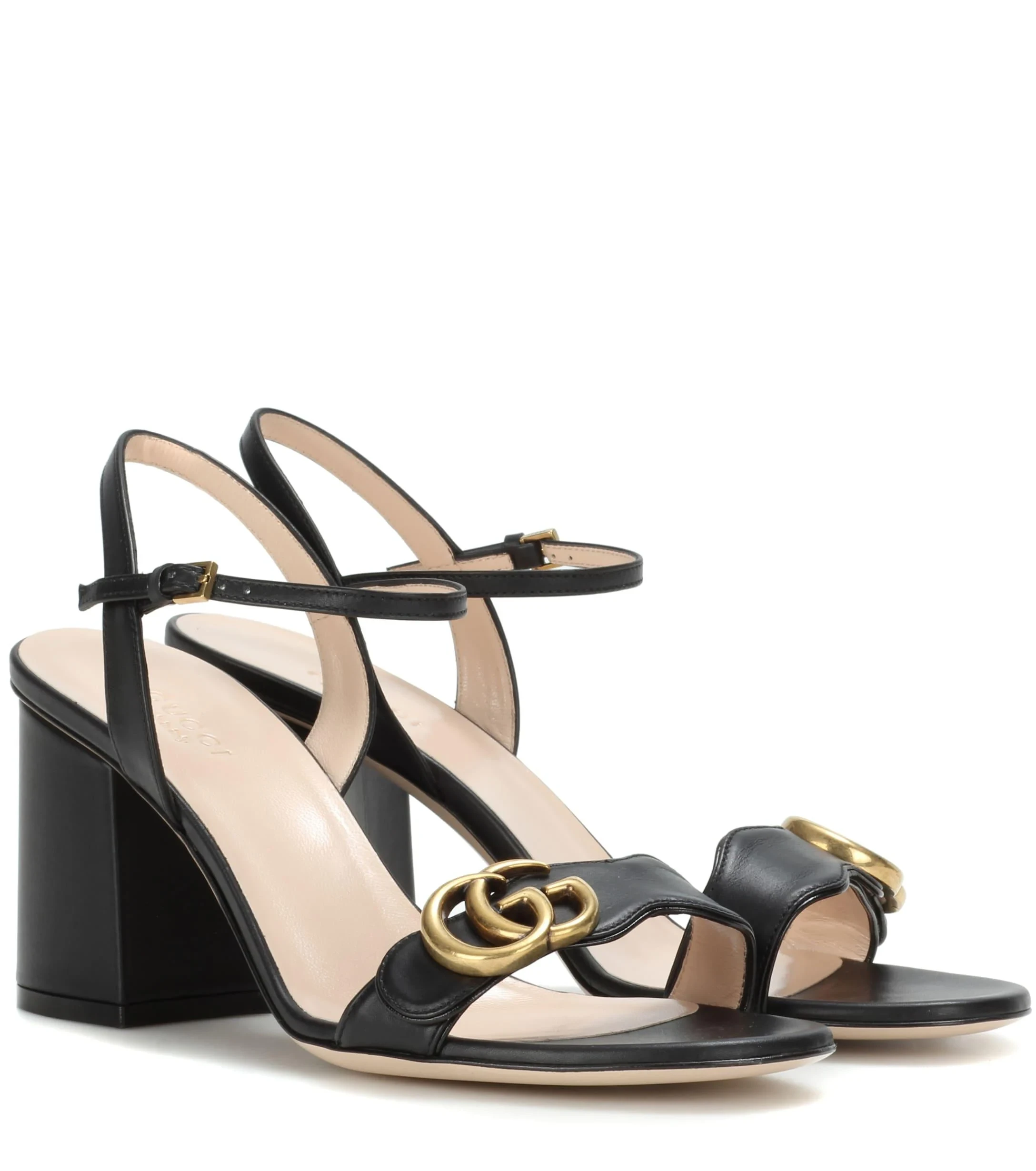 Gucci Black  GG Marmont Ankle Strap Sandals Black Size 36