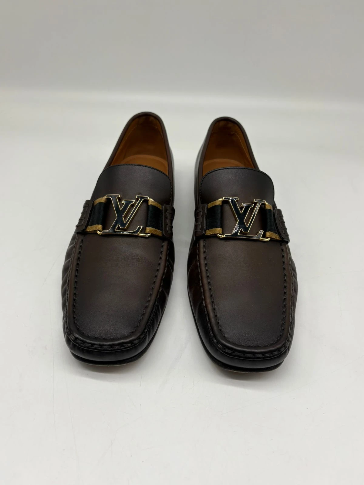 Louis Vuitton Brown Leather Slip On Loafers Size 42