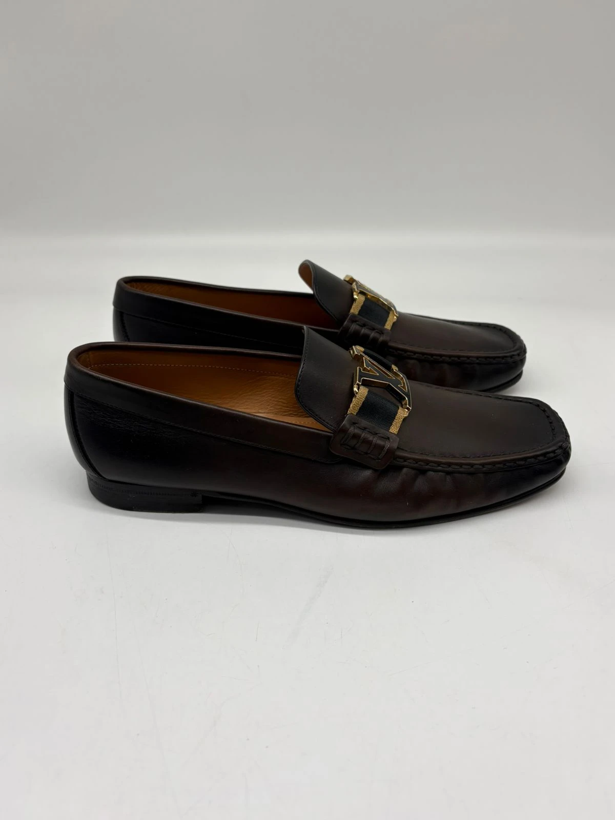 Louis Vuitton Brown Leather Slip On Loafers Size 42