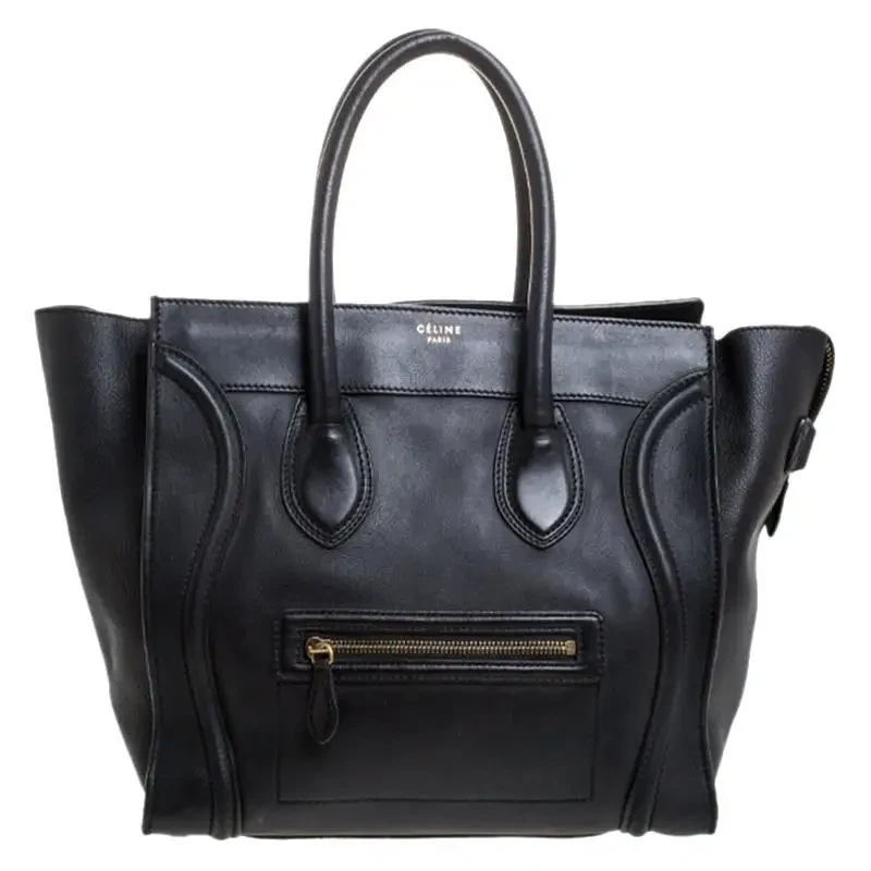 Celine Black Leather Luggage Tote