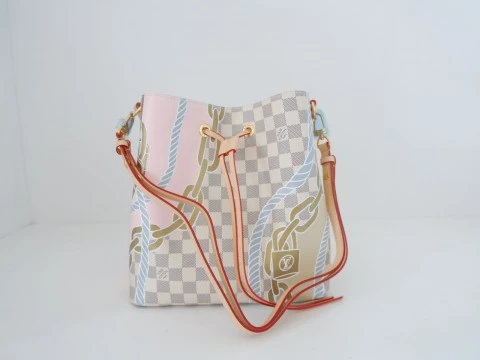 Louis Vuitton NeoNoe MM Bucket Damier Azur Canvas with Chain Print