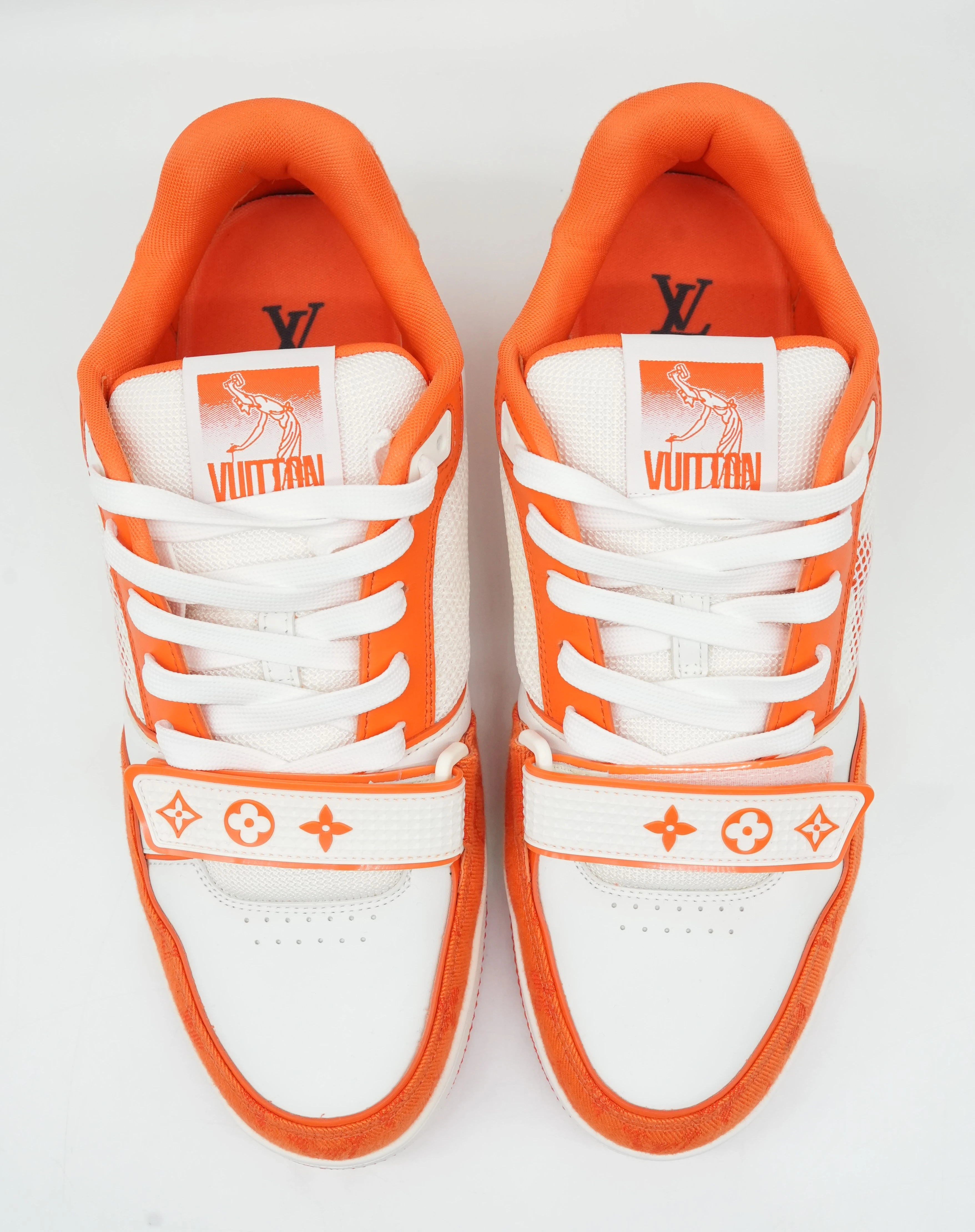 Louis Vuitton LV Trainer Low Velcro Strap - Light Orange Monogram Denim Size:9