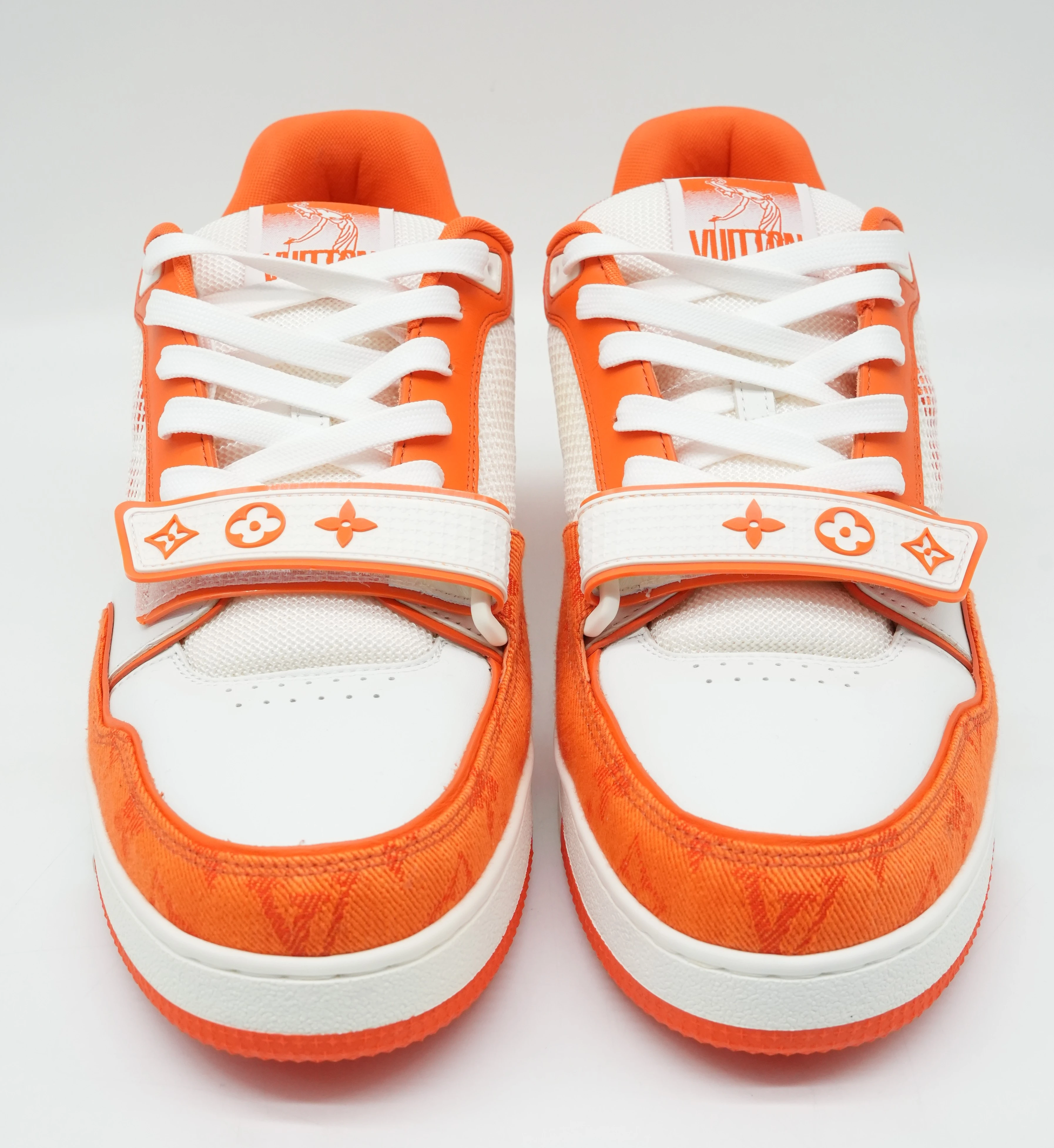 Louis Vuitton LV Trainer Low Velcro Strap - Light Orange Monogram Denim Size:9