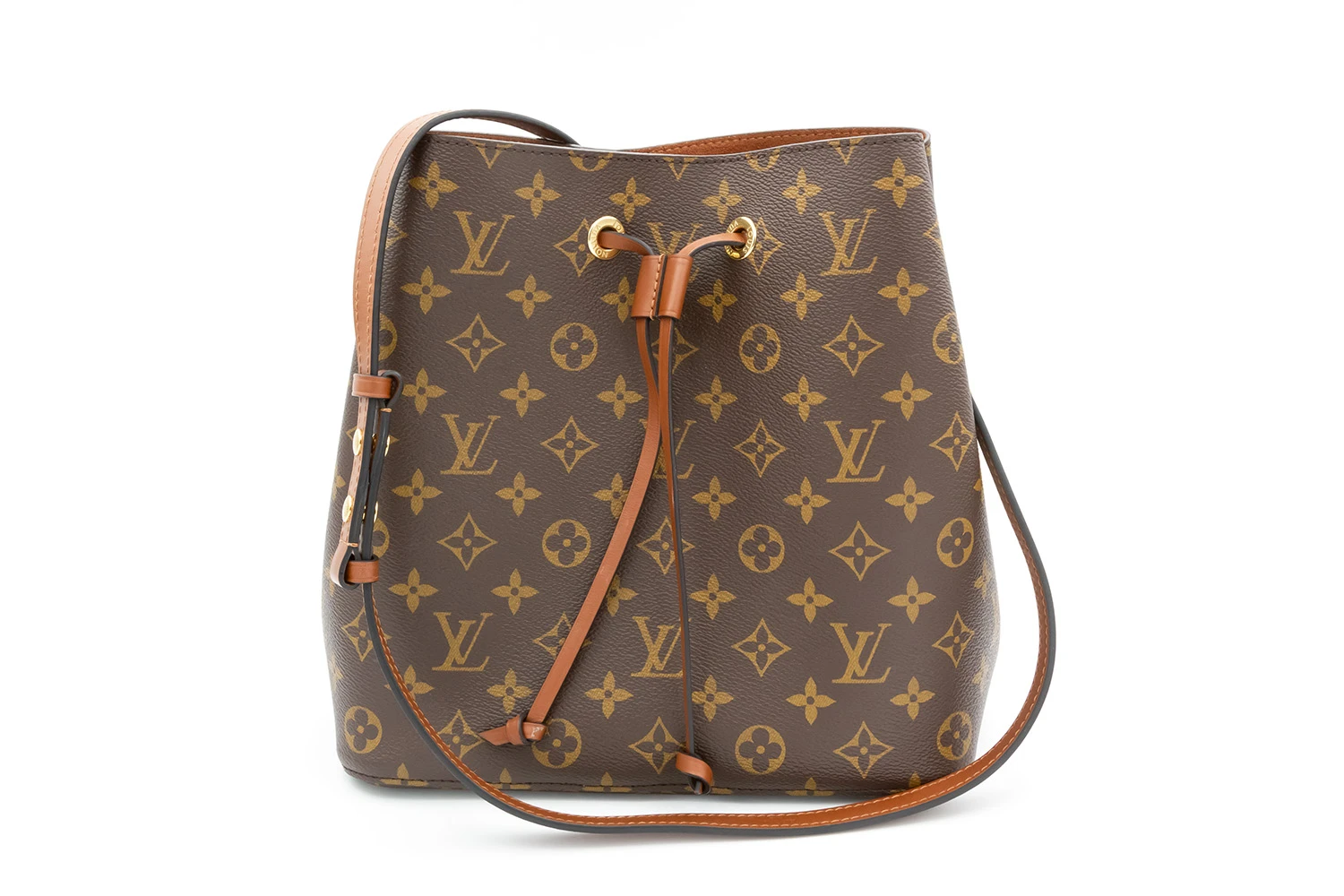 Louis Vuitton NeoNoe MM Bucket Monogram with Caramel Leather Drawstring