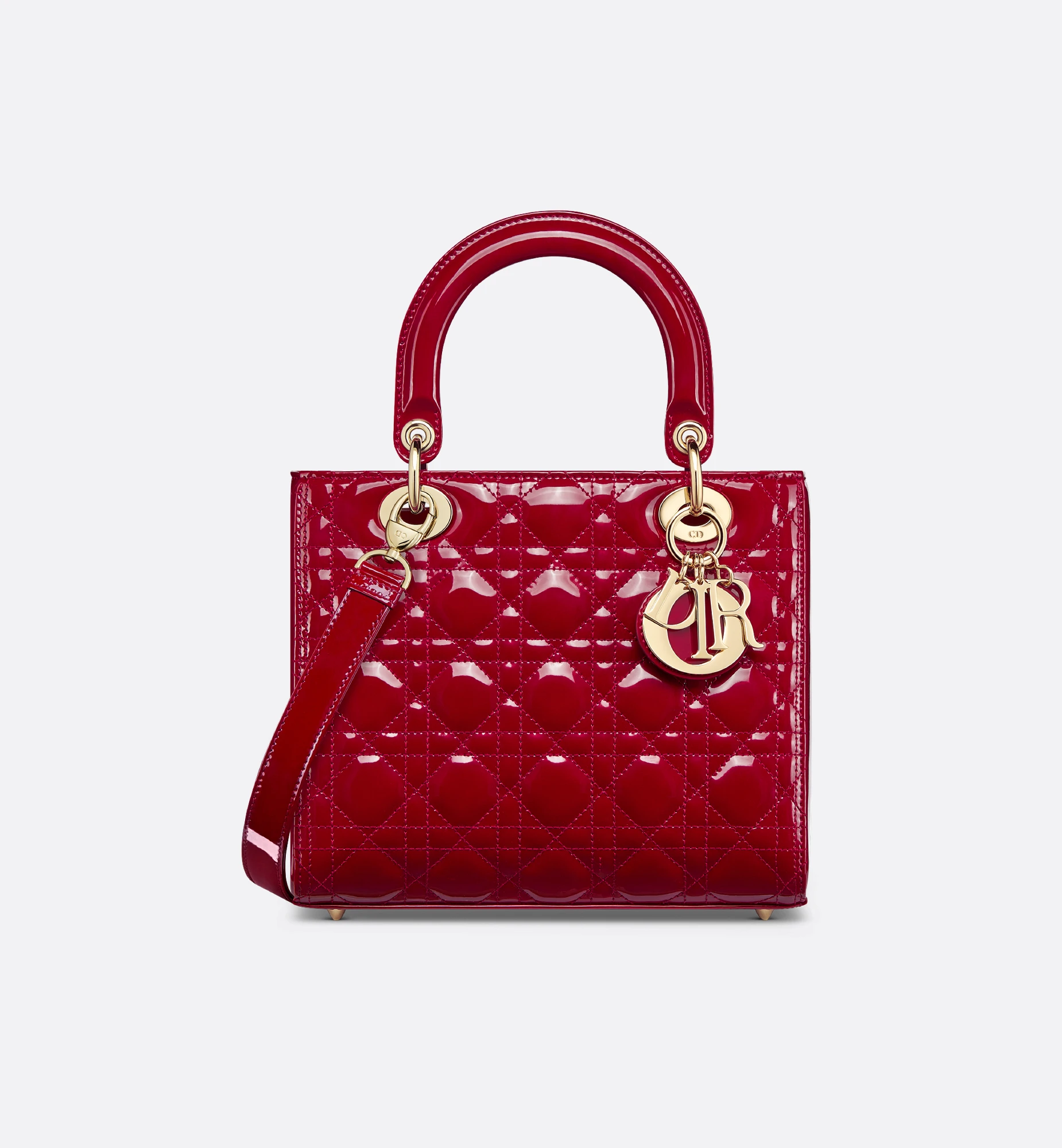 Dior Red Medium Patent Cannage Lady Dior