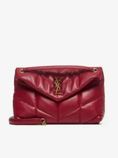Saint Laurent Puffer Small  Shoulder Red Shiny Bag