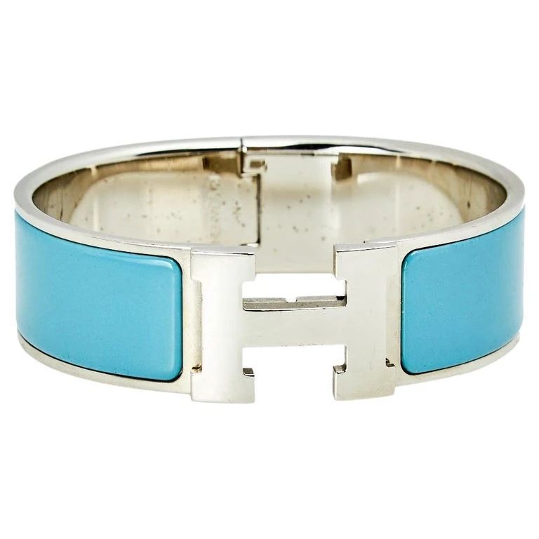 Hermes Clic Clac H Bracelet Blue Enamel Band