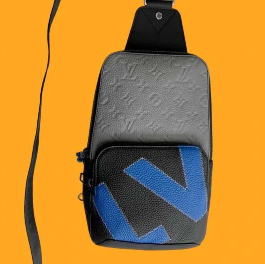 Louis Vuitton Avenue Slingbag Blue LV initial Sewn Zigzag Stitch