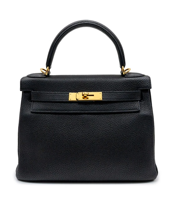 Hermes Kelly 28 Stamp D 2019 Black Togo Leather Bag with Gold Hardware