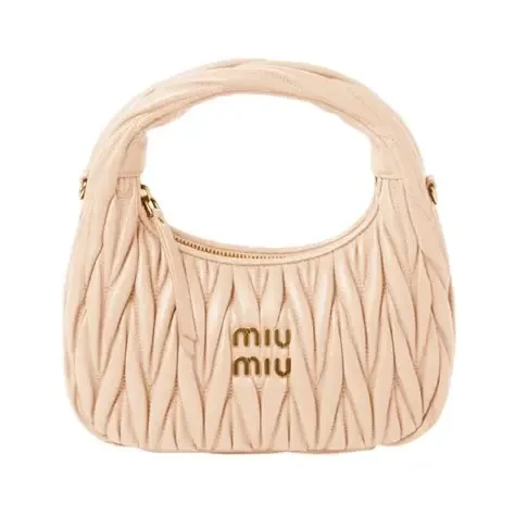 Miu Miu Wander Matelassé nappa Leather Hobo Bag Powder Pink