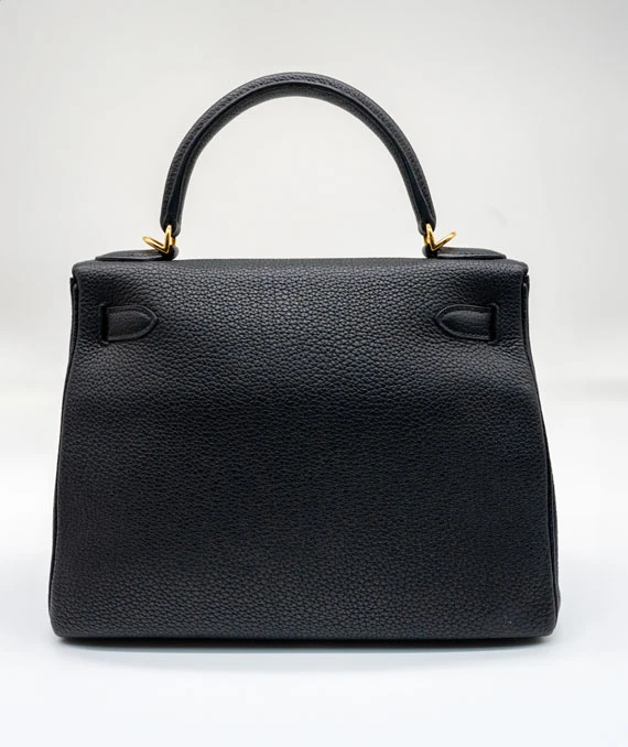 Hermes Kelly 28 Stamp D 2019 Black Togo Leather Bag with Gold Hardware