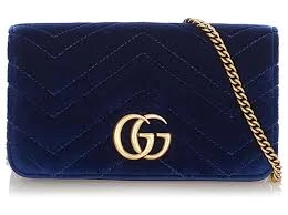 Gucci GG Marmont small Shoulder bag Navy Blue Gold Hardware