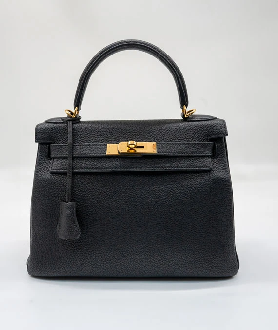 Hermes Kelly 28 Stamp D 2019 Black Togo Leather Bag with Gold Hardware