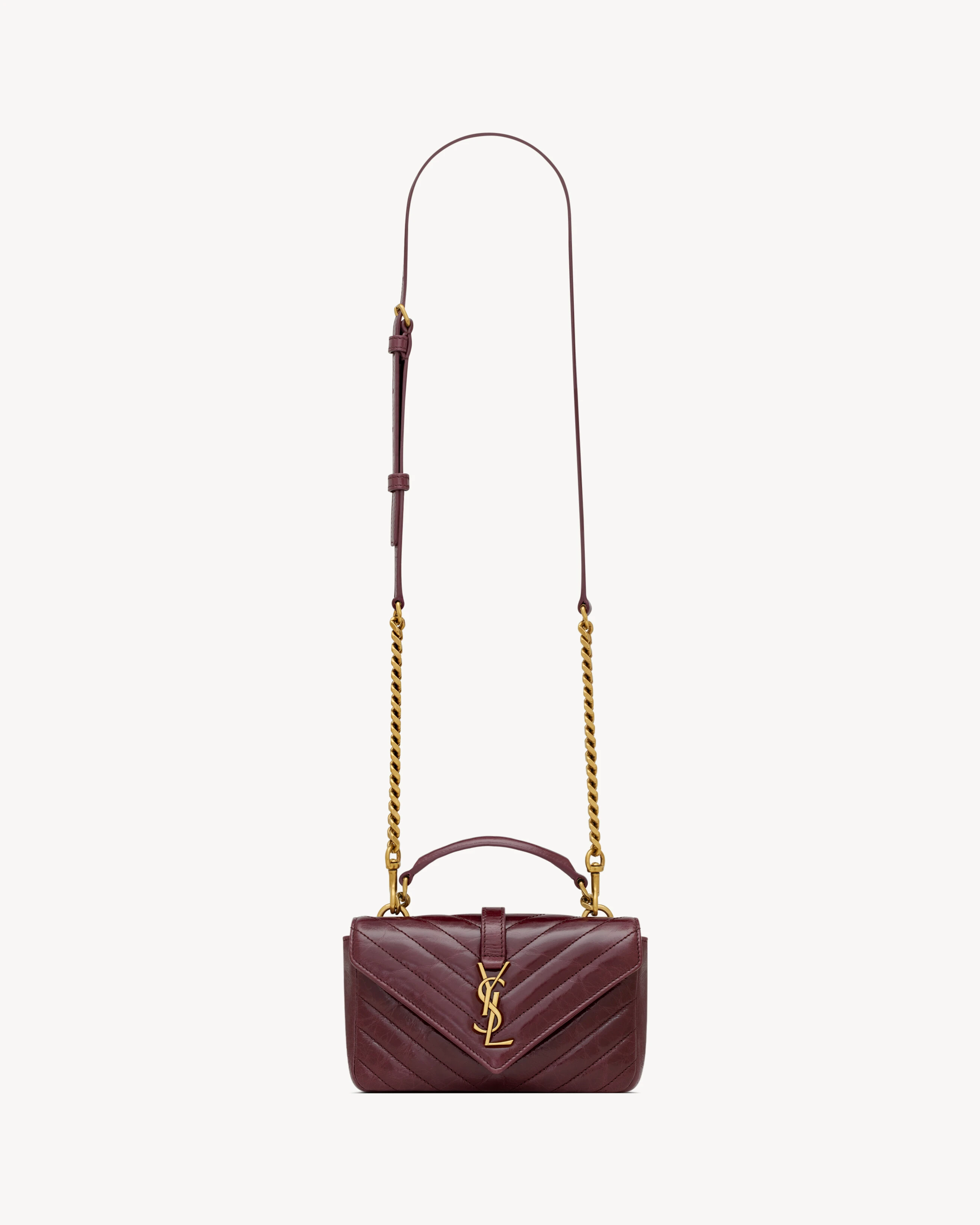 Saint Laurent Mini College Tote Bag Burgundy